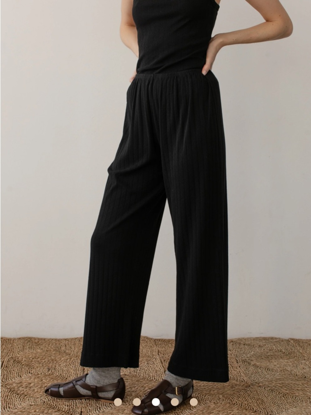 DONNI. The Pointelle Simple Crop Pant, black L